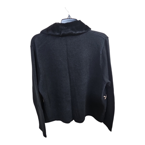 OHI Vintage Christmas Embroidered Cardigan Faux Fur Collar Button Front Size XL - Picture 8 of 14